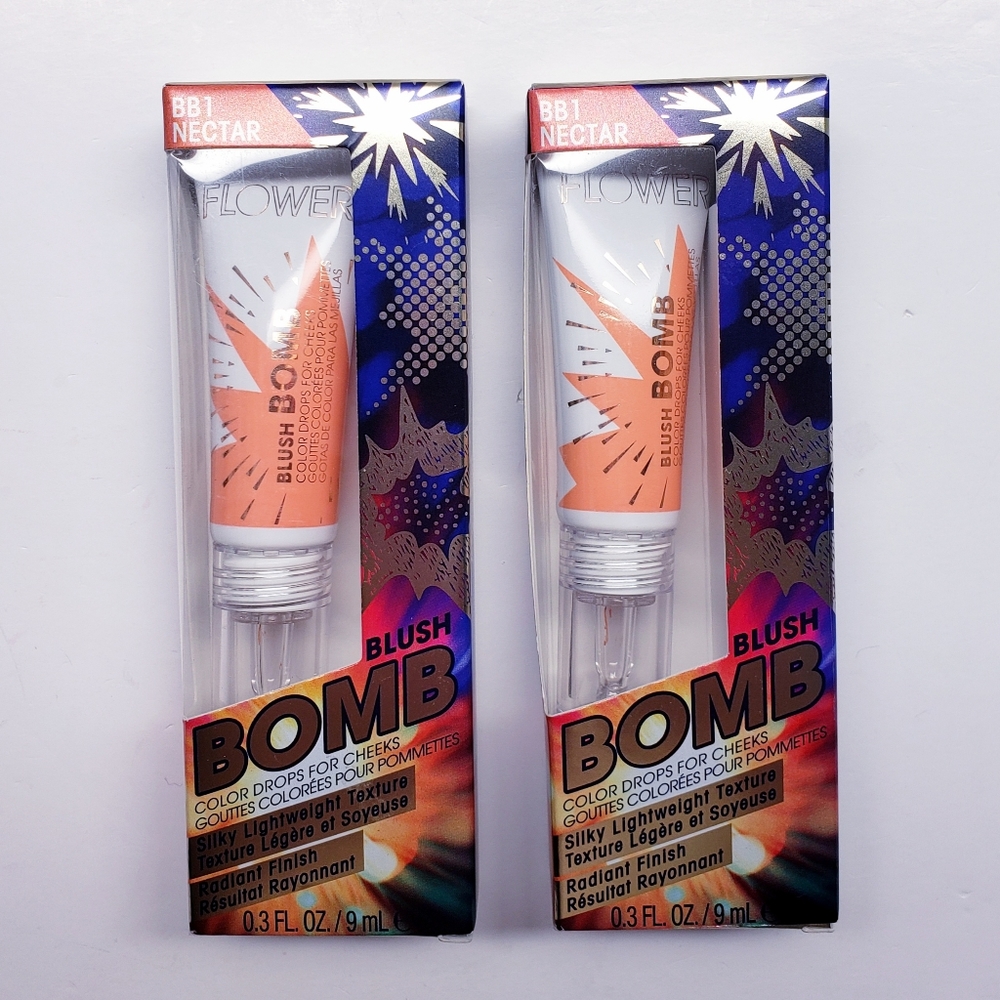FLOWER BEAUTY Blush Bomb Color Drops for Cheeks, Liquid Gel Cream, BB1 Nectar(2)
